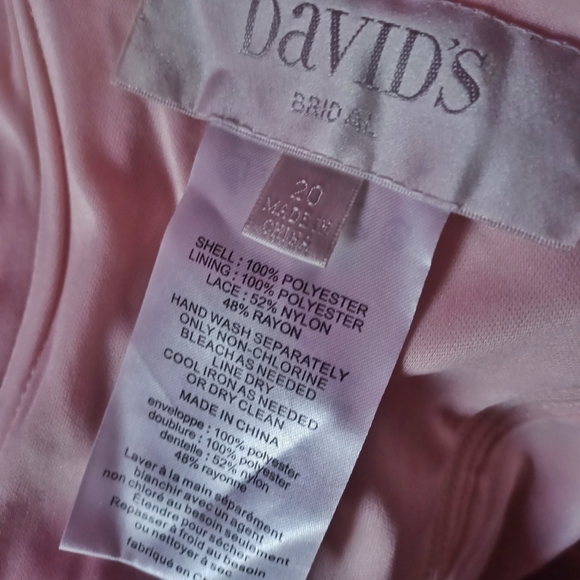 DAVID'S BRIDAL One Shoulder Mesh and Lace Petal Pink Party Bridal Maxi Dress 20 - Picture 6 of 9